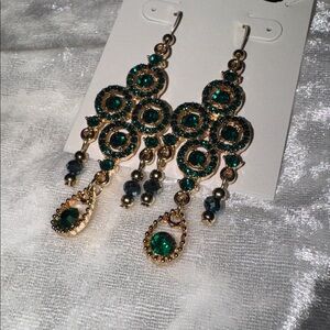 Heath Ceramics Gold and Dark green Dangle Earrings